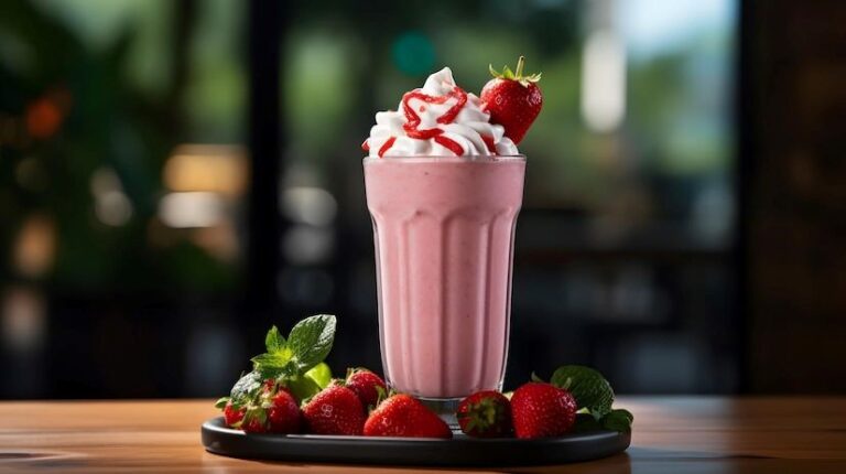 Milkshake de morango vegano cremoso