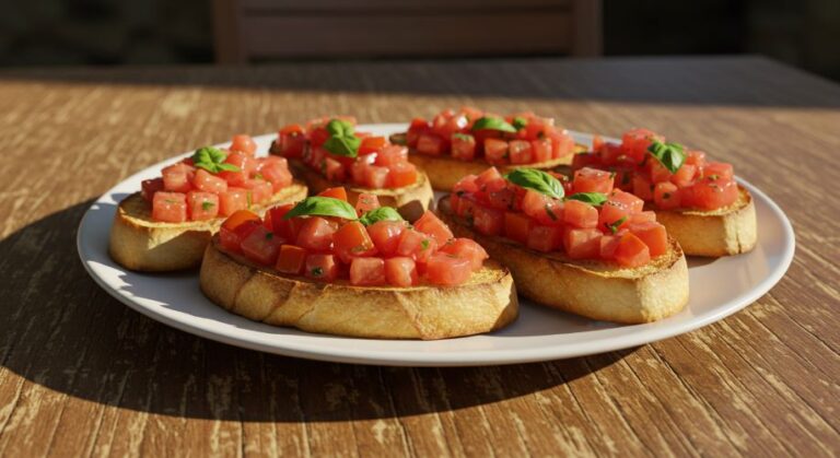 Bruschetta Clássica: Um Aperitivo Simples e Delicioso. É perfeito para qualquer ocasião, seja uma festa, um jantar ou apenas um lanche.