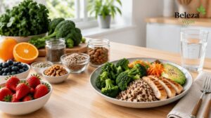 Alimentação e Acne. Veja como a alimentação influencia a acne e quais alimentos ajudam a melhorar a pele.