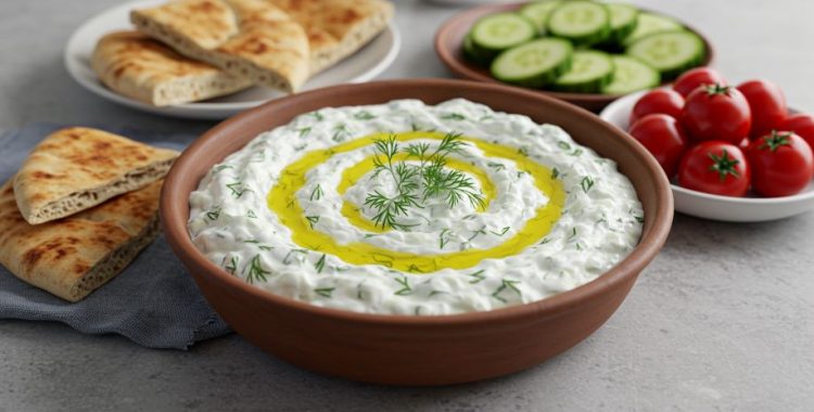 Tzatziki: Um molho refrescante e versátil, prato popular na culinária grega e do Oriente Médio, e apreciado em muitos outros países.